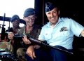 Airforce Association NSW 2AFDS photo gallery - 1991 - LAC Steve Patterson and LAC Alan Martin, Airfield Defence Guards (ADGs) of No. 2 Airfield Defence Squadron (2AFDS), with AM Barry Gration, Air Commander Australia (ACAUST) during a visit to the squadron at RAAF Base Amberley